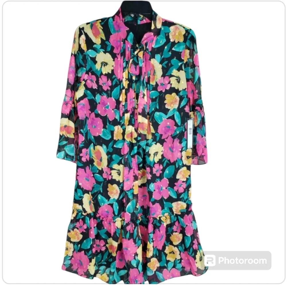 NWT Tahari Summer Shift Floral Print Mini Dress sz 10 - Picture 3 of 14